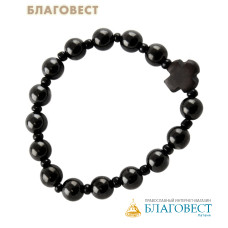 Четки из гагата (15 зерен) с крестом