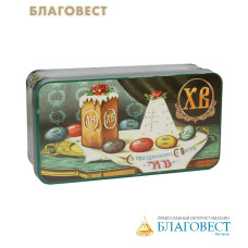 Шкатулка подарочная Пасхальное угощение (утро) с магнитом. Цейлонский чёрный крупнолистовой чай. Сорт Высший, ж/б 60 г Срок годности 24 месяца